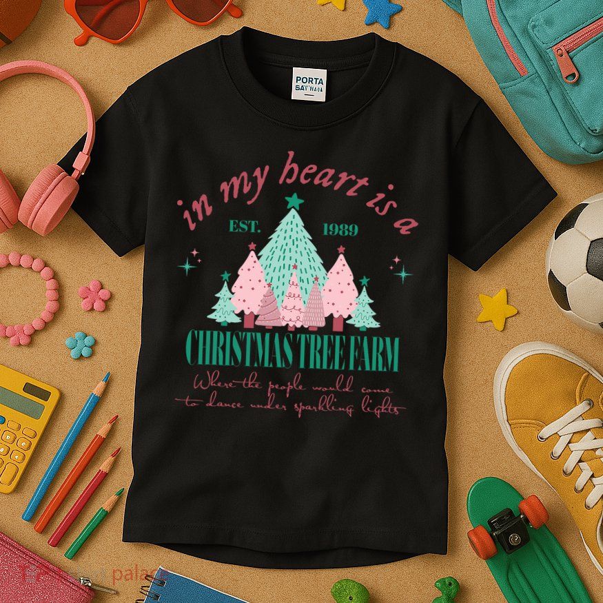 In My Heart Is A Christmas Xmas Tree Farm Vintage Clothing Kids T-Shirt