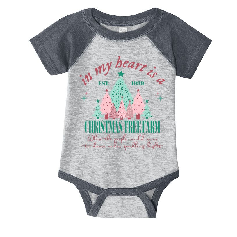 In My Heart Is A Christmas Xmas Tree Farm Vintage Clothing Infant Baby Jersey Bodysuit