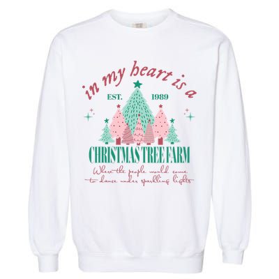 In My Heart Is A Christmas Xmas Tree Farm Vintage Clothing Garment-Dyed Sweatshirt