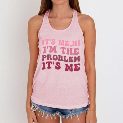 Its Me Hi Im The Problem Its Me Funny Groovy Trendy Women's Knotted Racerback Tank