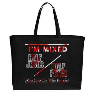 I’M Mixed Half Jesus Half Peter Run Up See Who You Get Cotton Canvas Jumbo Tote