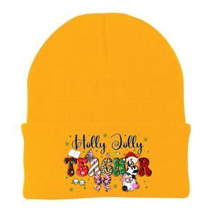 In My Holly Xmas Jolly Teacher Era Teacher Vibes Christmas Knit Cap Winter Beanie