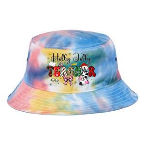 In My Holly Xmas Jolly Teacher Era Teacher Vibes Christmas Tie Dye Newport Bucket Hat