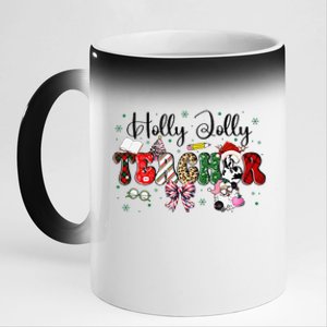 In My Holly Xmas Jolly Teacher Era Teacher Vibes Christmas 11oz Black Color Changing Mug