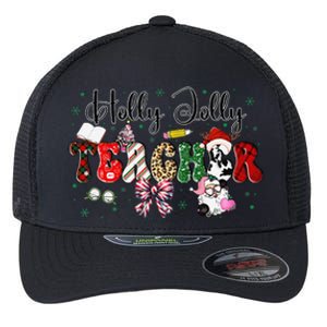 In My Holly Xmas Jolly Teacher Era Teacher Vibes Christmas Flexfit Unipanel Trucker Cap