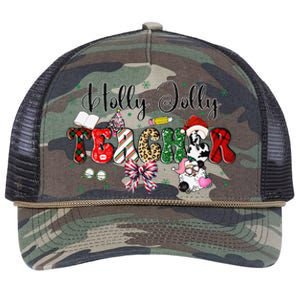 In My Holly Xmas Jolly Teacher Era Teacher Vibes Christmas Retro Rope Trucker Hat Cap