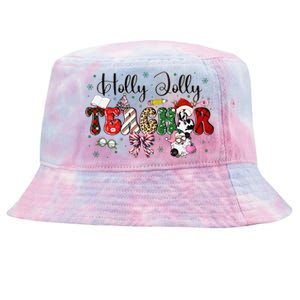 In My Holly Xmas Jolly Teacher Era Teacher Vibes Christmas Tie-Dyed Bucket Hat