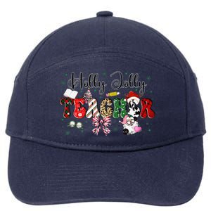 In My Holly Xmas Jolly Teacher Era Teacher Vibes Christmas 7-Panel Snapback Hat