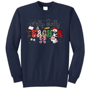 In My Holly Xmas Jolly Teacher Era Teacher Vibes Christmas Tall Sweatshirt