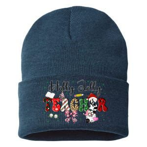 In My Holly Xmas Jolly Teacher Era Teacher Vibes Christmas Sustainable Knit Beanie