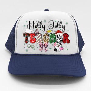 In My Holly Xmas Jolly Teacher Era Teacher Vibes Christmas Trucker Hat