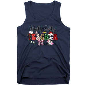 In My Holly Xmas Jolly Teacher Era Teacher Vibes Christmas Tank Top