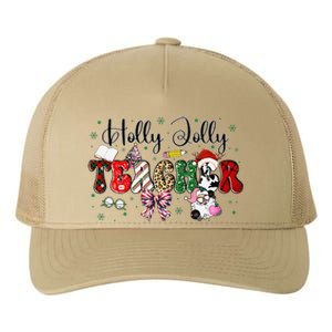 In My Holly Xmas Jolly Teacher Era Teacher Vibes Christmas Yupoong Adult 5-Panel Trucker Hat