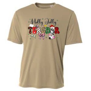 In My Holly Xmas Jolly Teacher Era Teacher Vibes Christmas Cooling Performance Crew T-Shirt