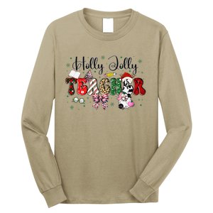 In My Holly Xmas Jolly Teacher Era Teacher Vibes Christmas Long Sleeve Shirt