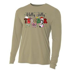 In My Holly Xmas Jolly Teacher Era Teacher Vibes Christmas Cooling Performance Long Sleeve Crew