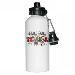 In My Holly Xmas Jolly Teacher Era Teacher Vibes Christmas Aluminum Water Bottle 