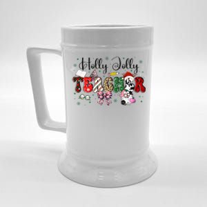 In My Holly Xmas Jolly Teacher Era Teacher Vibes Christmas Beer Stein