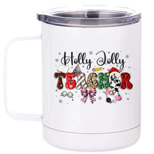 In My Holly Xmas Jolly Teacher Era Teacher Vibes Christmas 12 oz Stainless Steel Tumbler Cup