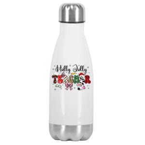 In My Holly Xmas Jolly Teacher Era Teacher Vibes Christmas Stainless Steel Insulated Water Bottle