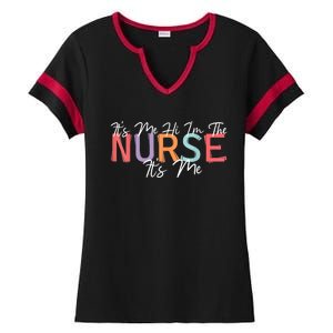 Its Me Hi I'm The Nurse RN ER NICU Nursing Ladies Halftime Notch Neck Tee