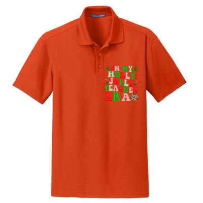 In My Holly Xmas Jolly Teacher Era Teacher Christmas Vibes Dry Zone Grid Polo