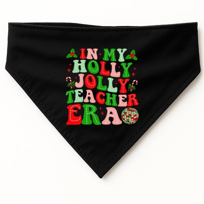 In My Holly Xmas Jolly Teacher Era Teacher Christmas Vibes USA-Made Doggie Bandana
