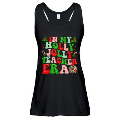 In My Holly Xmas Jolly Teacher Era Teacher Christmas Vibes Ladies Essential Flowy Tank