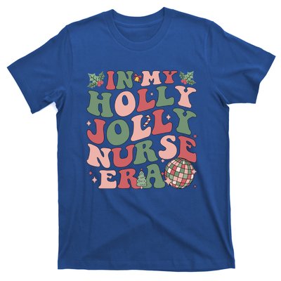 In My Holly Xmas Jolly Nurse Era Retro Christmas Jolly Nurse Gift T-Shirt