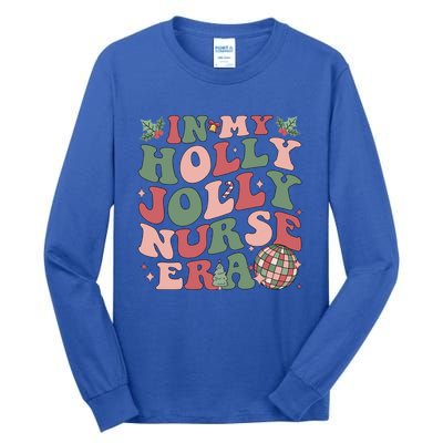 In My Holly Xmas Jolly Nurse Era Retro Christmas Jolly Nurse Gift Tall Long Sleeve T-Shirt