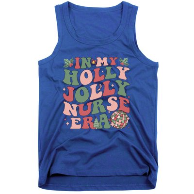 In My Holly Xmas Jolly Nurse Era Retro Christmas Jolly Nurse Gift Tank Top