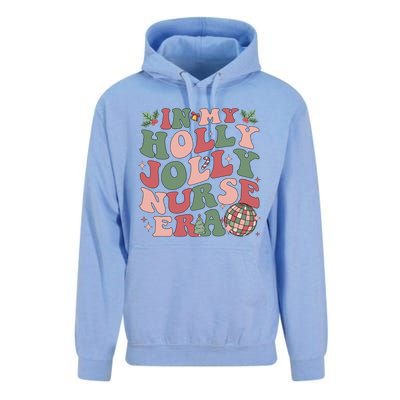 In My Holly Xmas Jolly Nurse Era Retro Christmas Jolly Nurse Gift Unisex Surf Hoodie