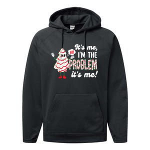 It's Me Hi I'm The Problem Funny Christmas Tree Cake Performance Fleece Hoodie