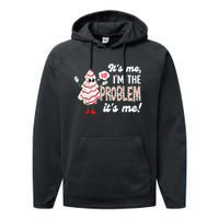 It's Me Hi I'm The Problem Funny Christmas Tree Cake Performance Fleece Hoodie