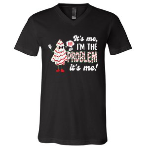 It's Me Hi I'm The Problem Funny Christmas Tree Cake V-Neck T-Shirt