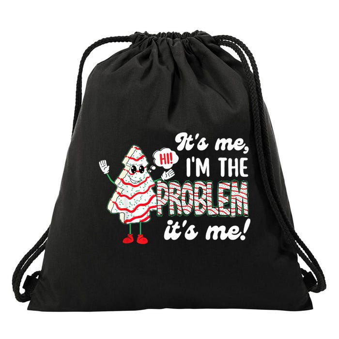 It's Me Hi I'm The Problem Funny Christmas Tree Cake Drawstring Bag