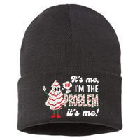 It's Me Hi I'm The Problem Funny Christmas Tree Cake Sustainable Knit Beanie