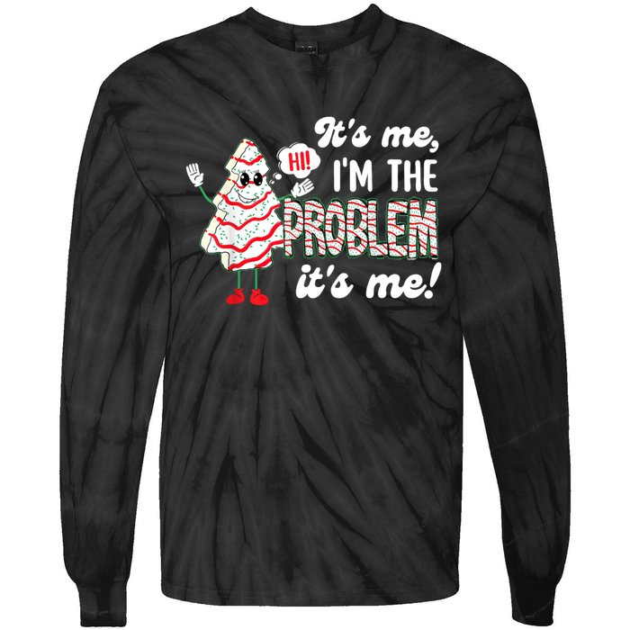 It's Me Hi I'm The Problem Funny Christmas Tree Cake Tie-Dye Long Sleeve Shirt