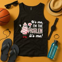 It's Me Hi I'm The Problem Funny Christmas Tree Cake Tank Top