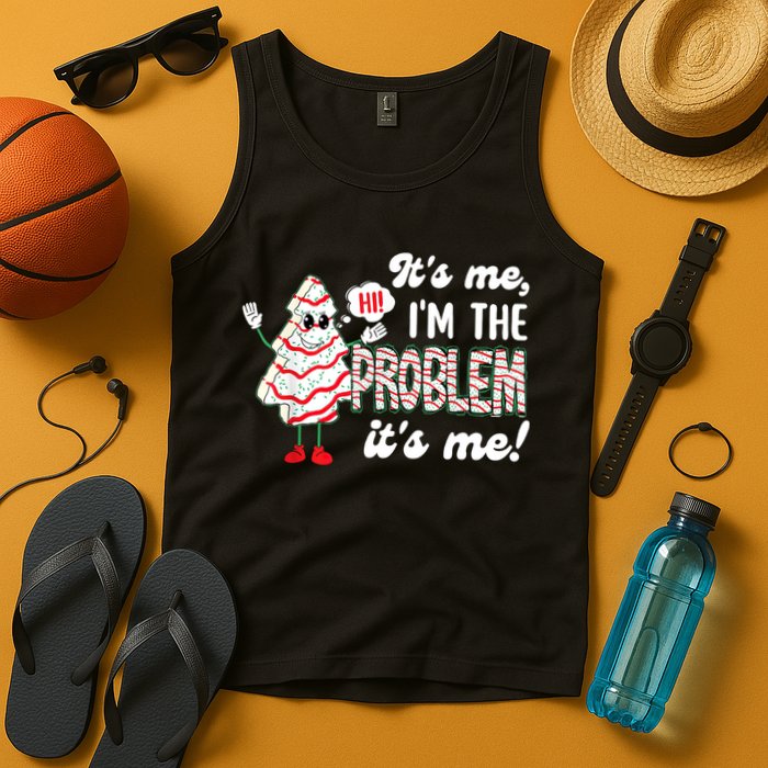 It's Me Hi I'm The Problem Funny Christmas Tree Cake Tank Top