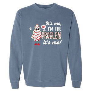 It's Me Hi I'm The Problem Funny Christmas Tree Cake Garment-Dyed Sweatshirt