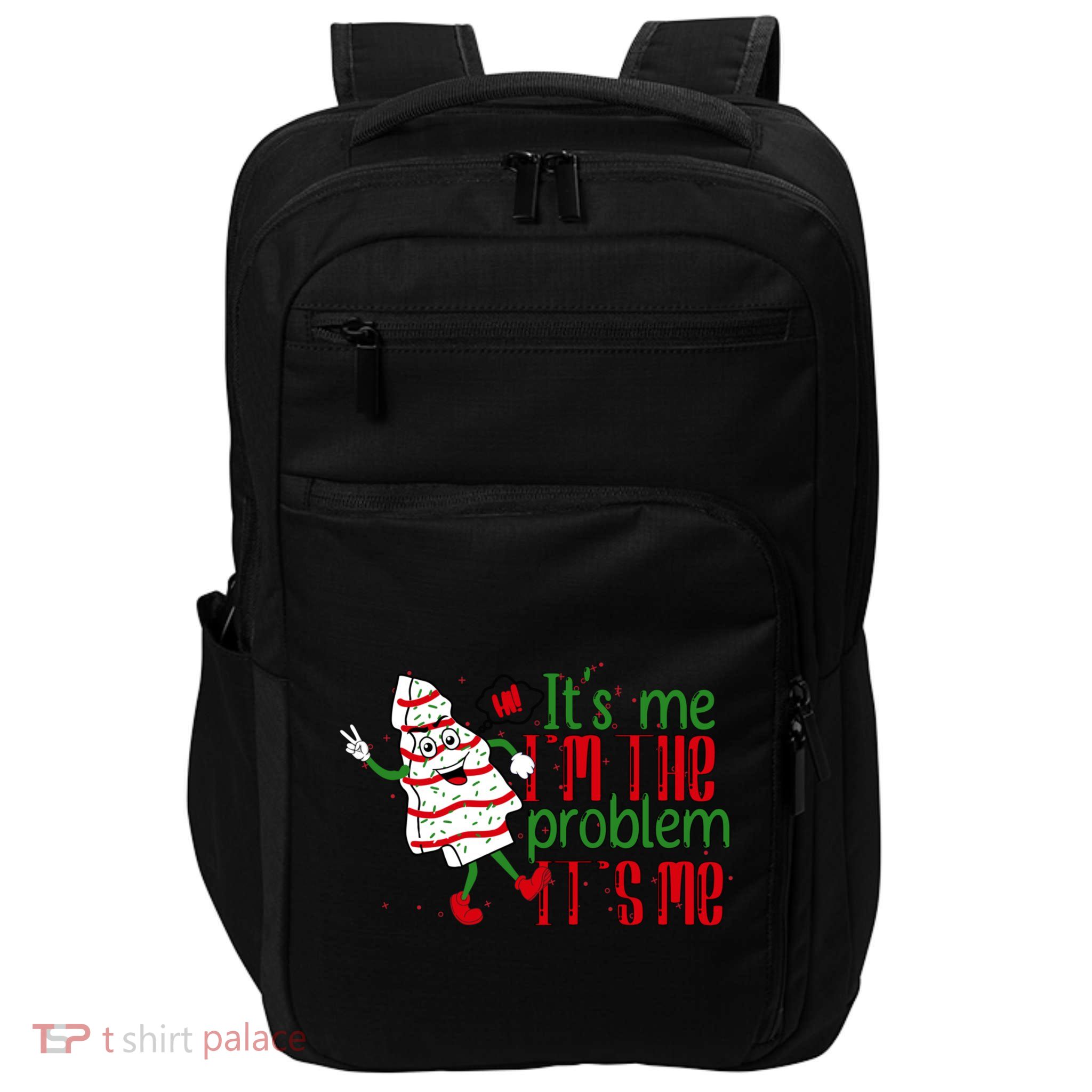 It's Me Hi I'm The Problem Funny Christmas Tree Cake Impact Tech Backpack