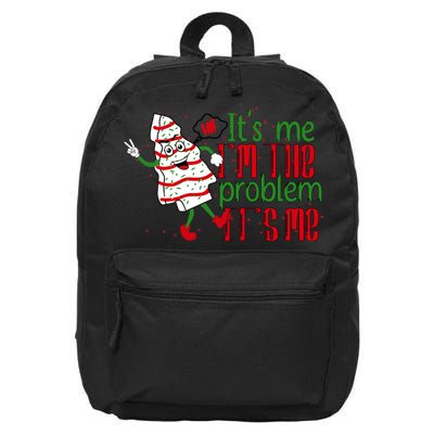 It's Me Hi I'm The Problem Funny Christmas Tree Cake 16 in Basic Backpack