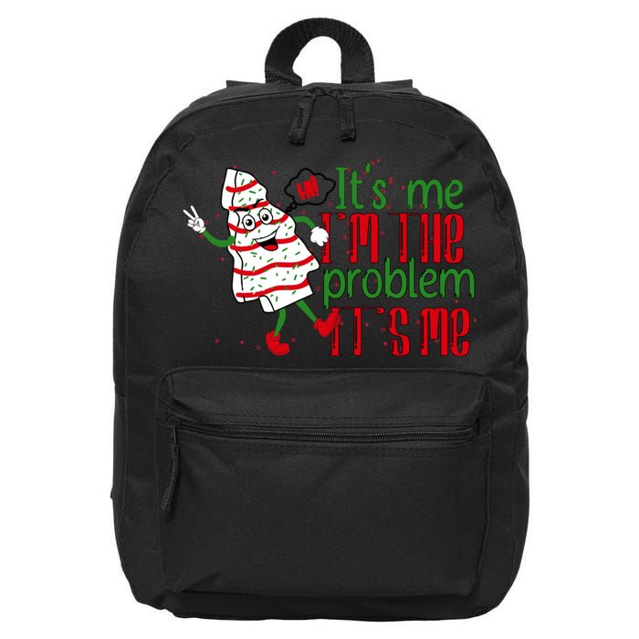 It's Me Hi I'm The Problem Funny Christmas Tree Cake 16 in Basic Backpack