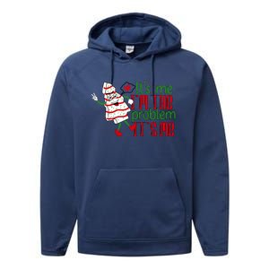 It's Me Hi I'm The Problem Funny Christmas Tree Cake Performance Fleece Hoodie