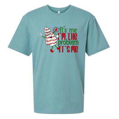 It's Me Hi I'm The Problem Funny Christmas Tree Cake Sueded Cloud Jersey T-Shirt