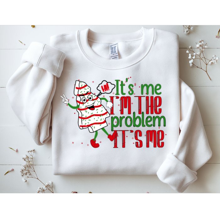 It's Me Hi I'm The Problem Funny Christmas Tree Cake Sweatshirt