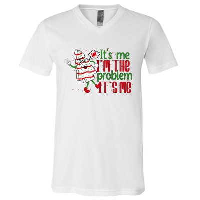 It's Me Hi I'm The Problem Funny Christmas Tree Cake V-Neck T-Shirt