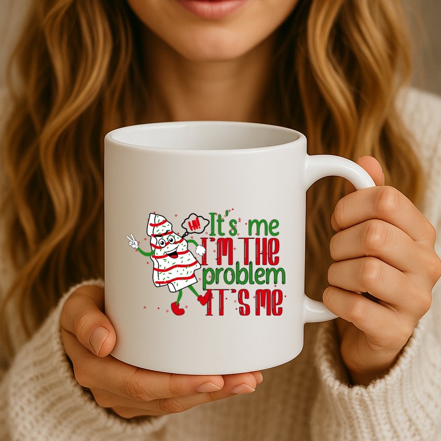It's Me Hi I'm The Problem Funny Christmas Tree Cake Mug