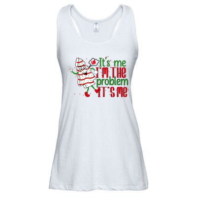 It's Me Hi I'm The Problem Funny Christmas Tree Cake Ladies Essential Flowy Tank